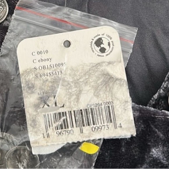 NWT Free People Faye velvet jacket, grayish blue, women’s size XL. - Picture 5 of 7